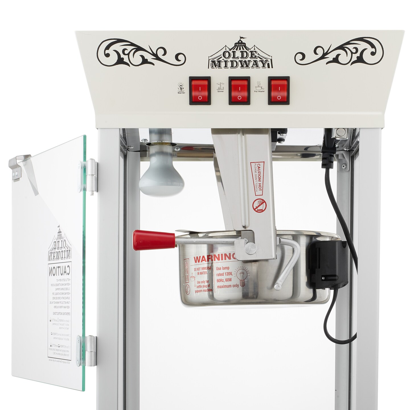 Olde Midway Movie Theater-Style Popcorn Machine Maker with Cart and 8-Ounce Kettle, Vintage-Style Popper on Wheels