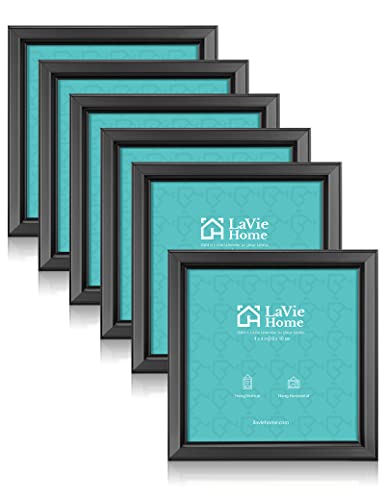 LaVie Home 4x4 Picture Frames (6 Packs, Black) Simple Designed Photo Frame with High Definition Glass for Wall Mount &#x26; Table Top Display, Set of 6 Classic Collection