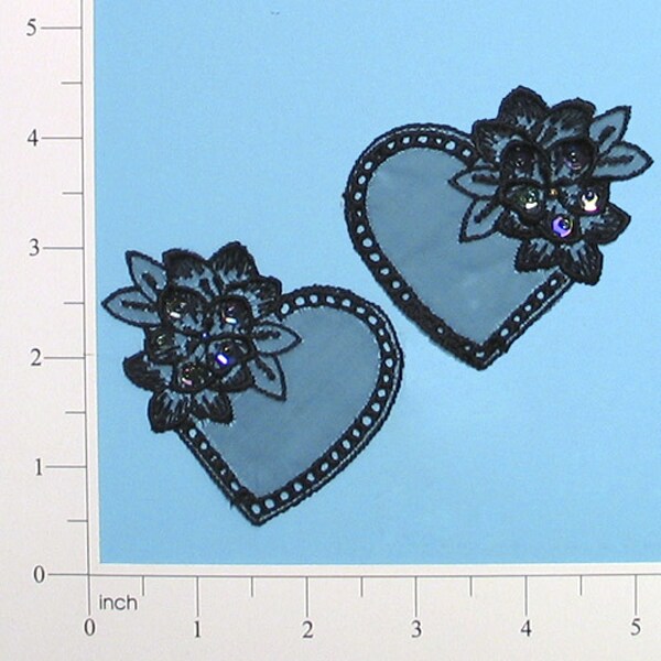 Vintage Heart &#x26; Flower Lace Applique/Patch Pack of 2