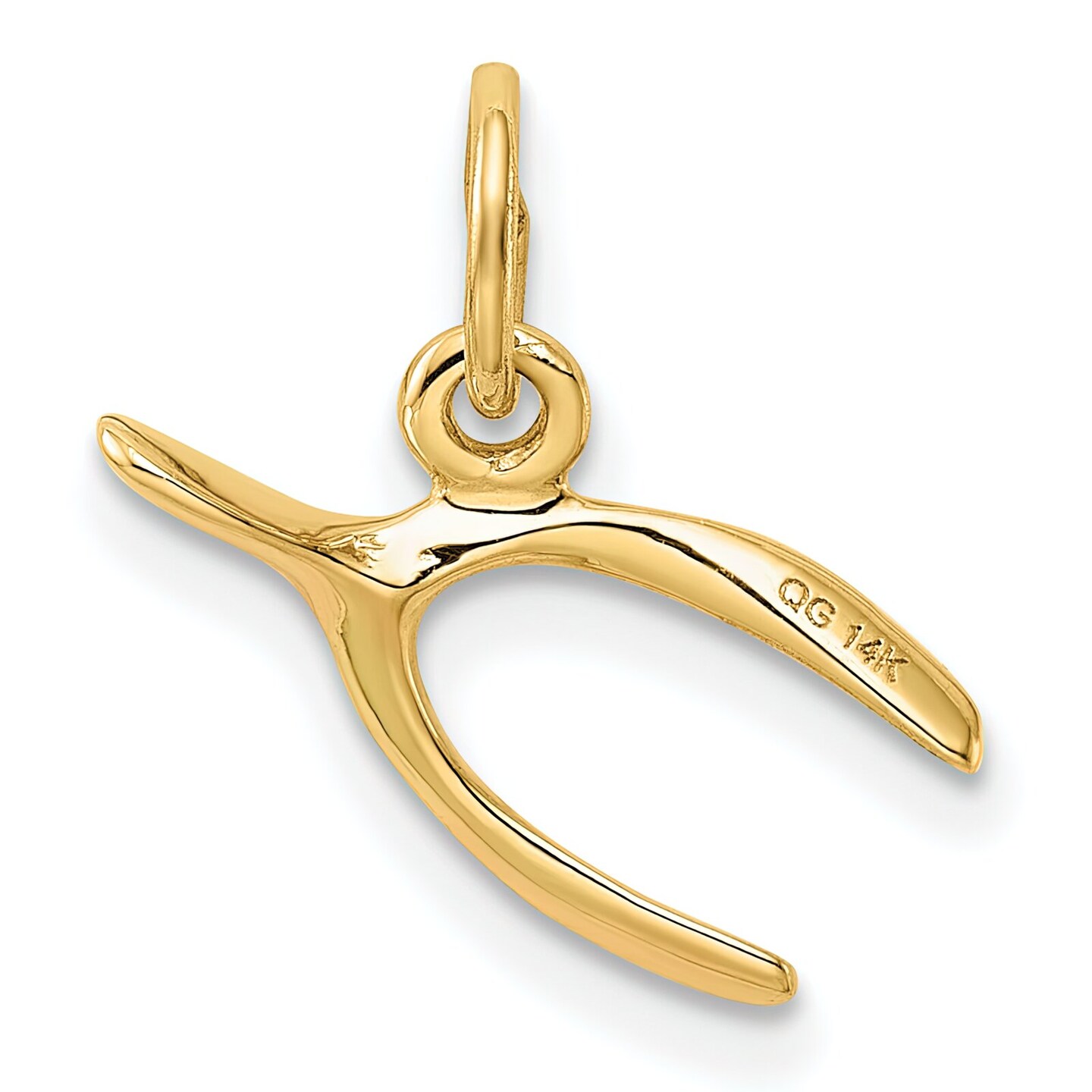 14K Yellow Gold Wishbone Charm Pendant Jewelry 15mm x 8mm