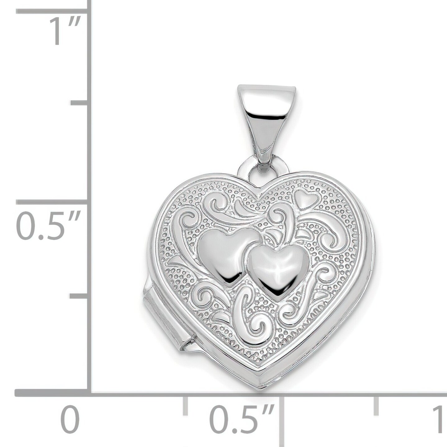 14K White Gold Heart Locket Photo Pendant Jewelry