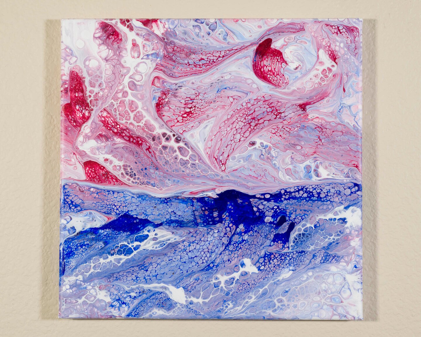 Original, acrylic pour painting, online fluid art, abstract wall art on 12 x 12 canvas