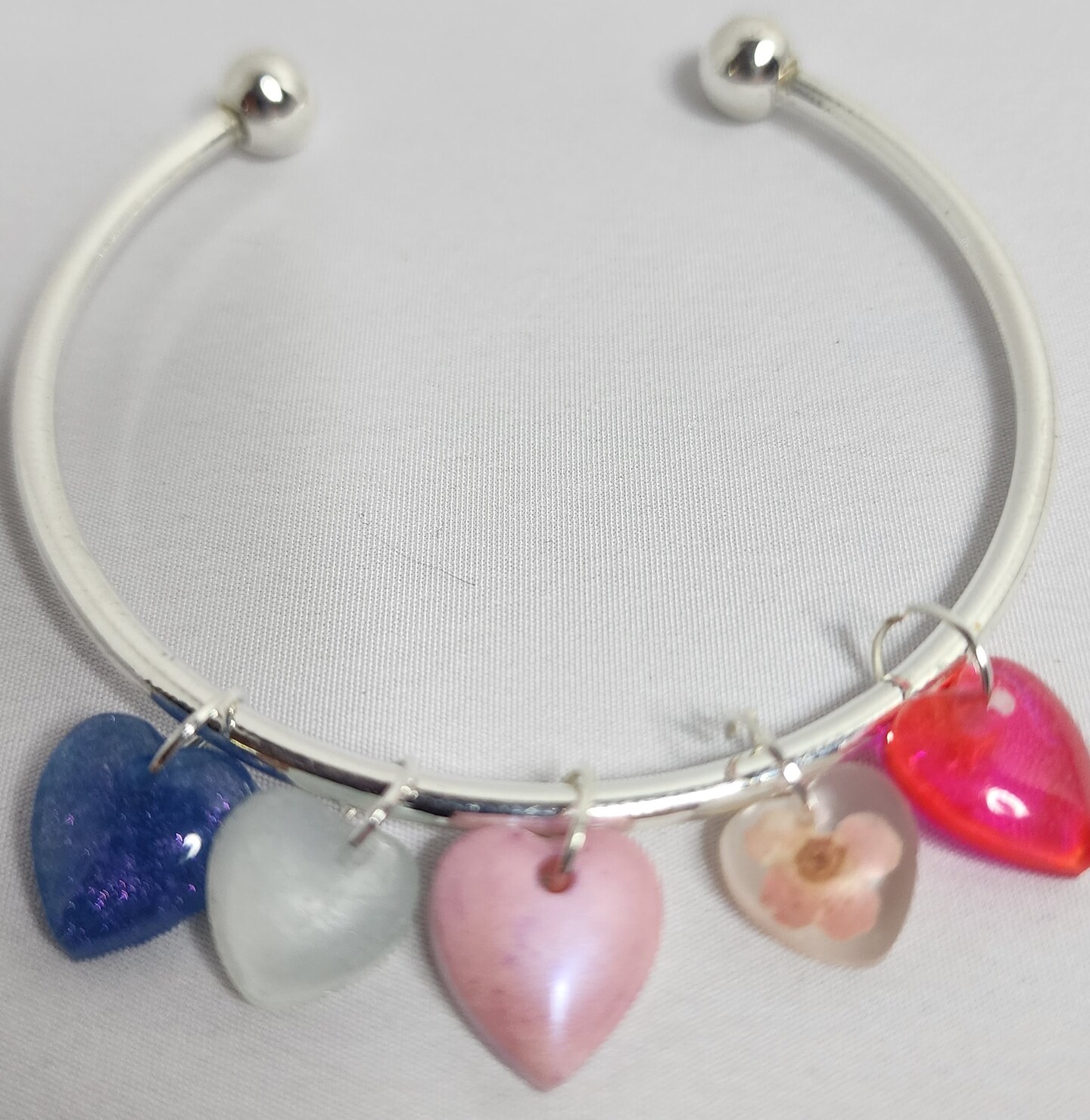 Bangle Bracelet with Resin Charms