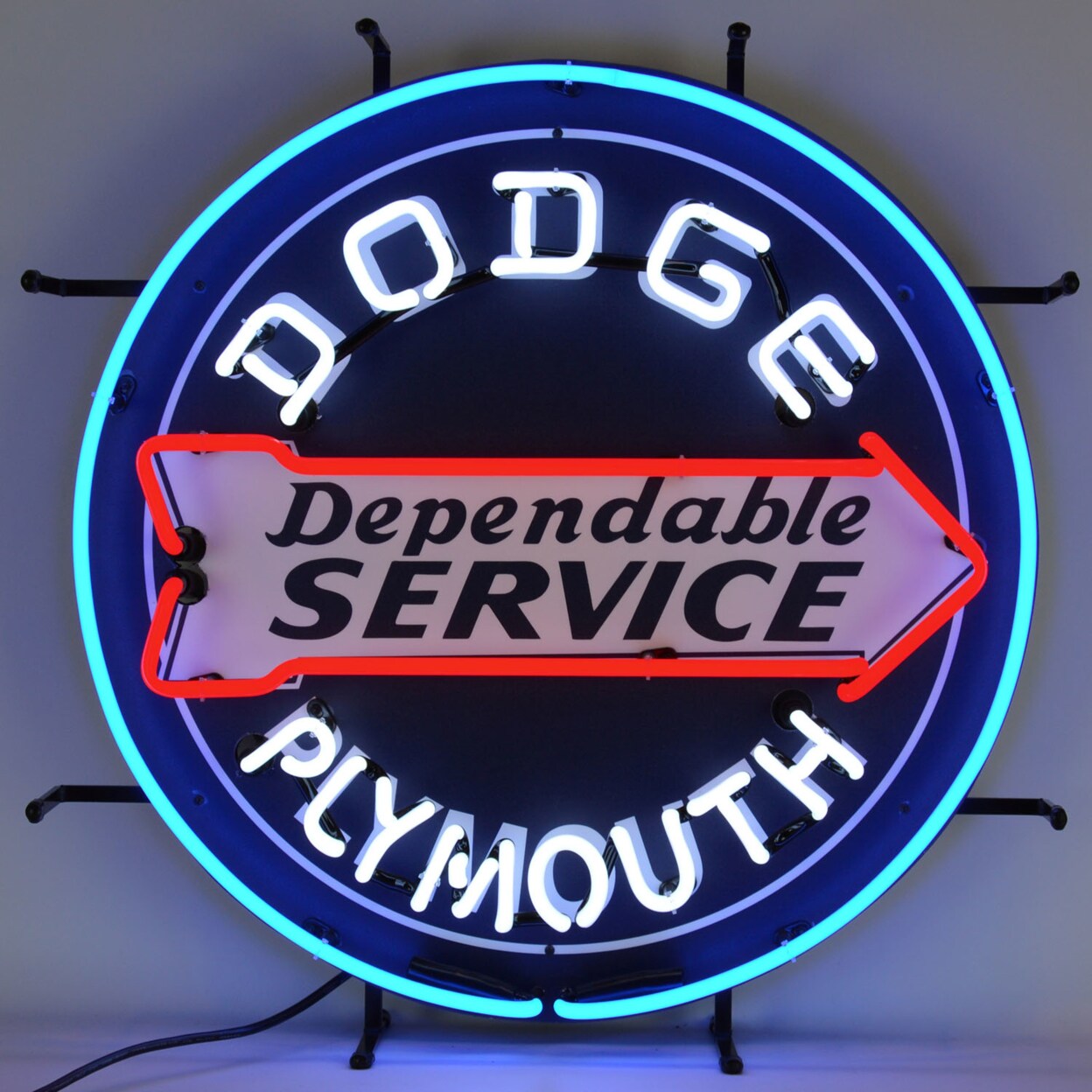 Neonetics   Dodge Dependable Service Neon Sign with Metal Grid