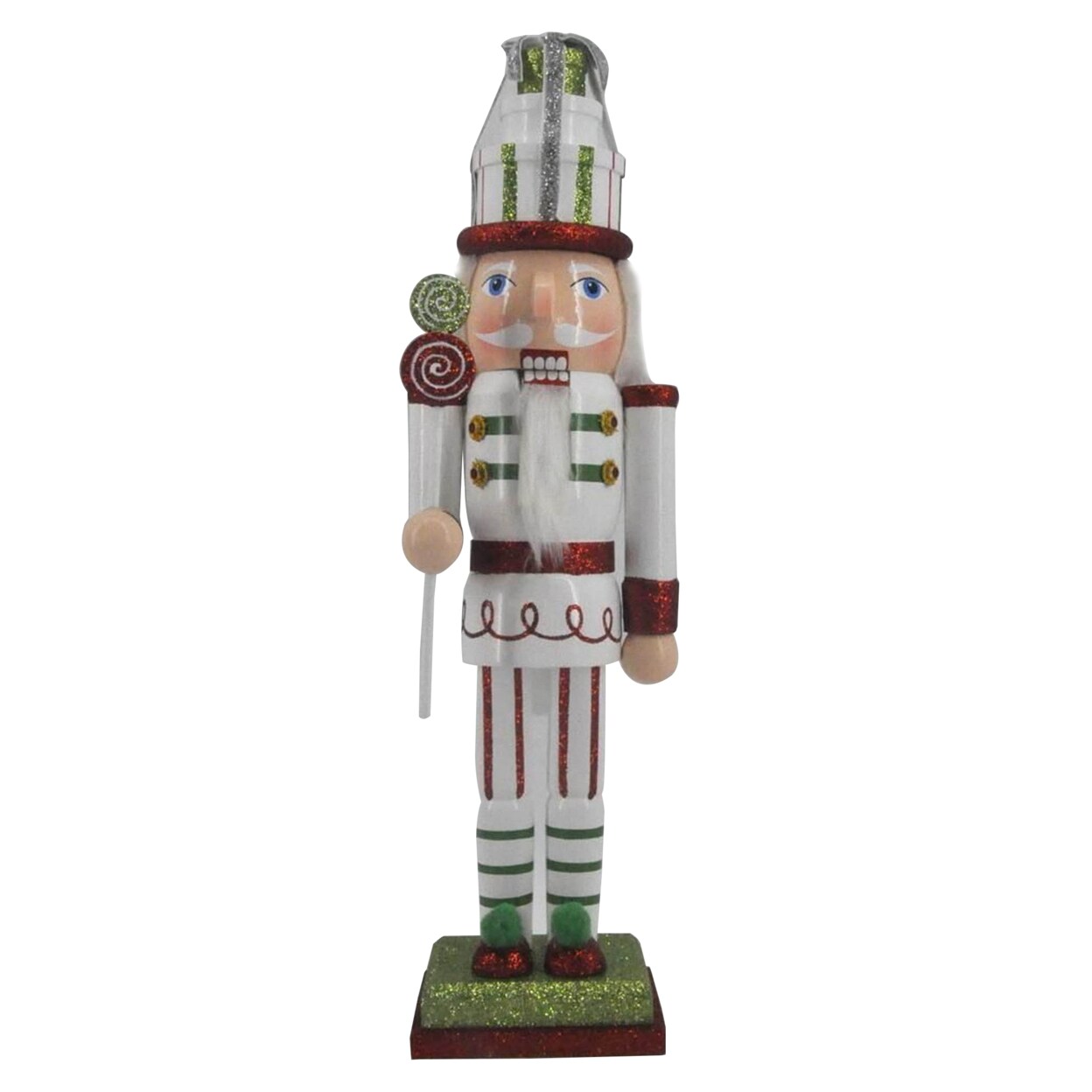 TX USA Corporation 14&#x22; Holiday Mantel Display Festive Candy Cane Theme Christmas Nutcracker Figurine