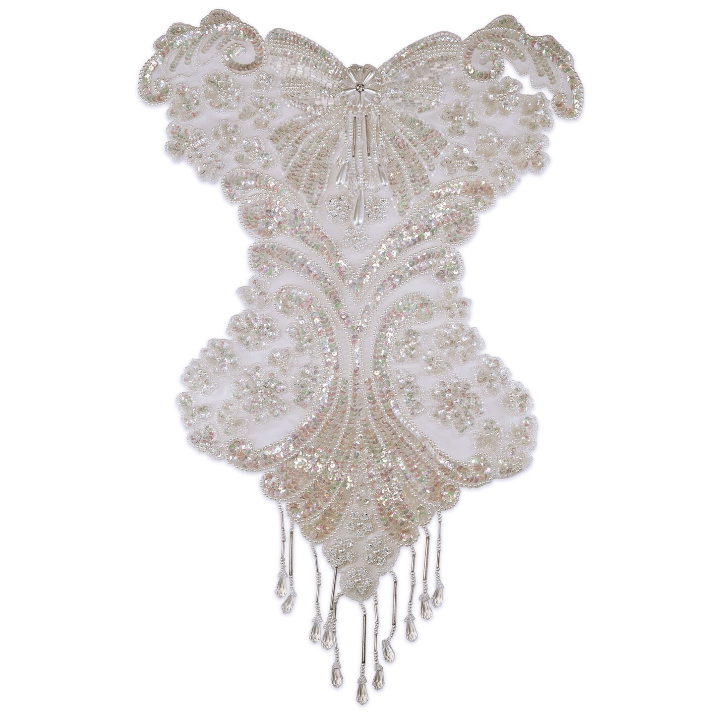 Vintage Bow Bustier With  Fringe Pearl Applique/Patch