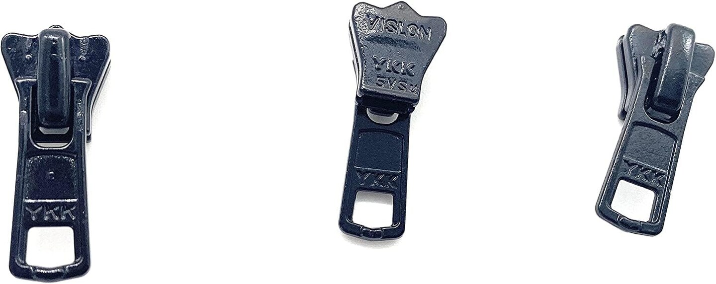 Zipper Repair Kit - #5 YKK Vislon Molded Jacket Black Zipper Sliders - Color: Black - Choose Your Quantity - Made in The United States (3)