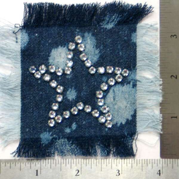 Jewel Star Sequin Applique/Patch On Denim 4&#x22; x 3 3/4&#x22;