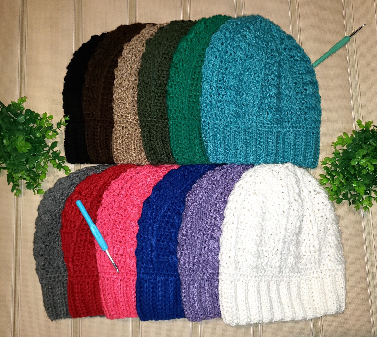 Stylish Acrylic Crochet Cable Beanie Hats for Men, Women, Unisex