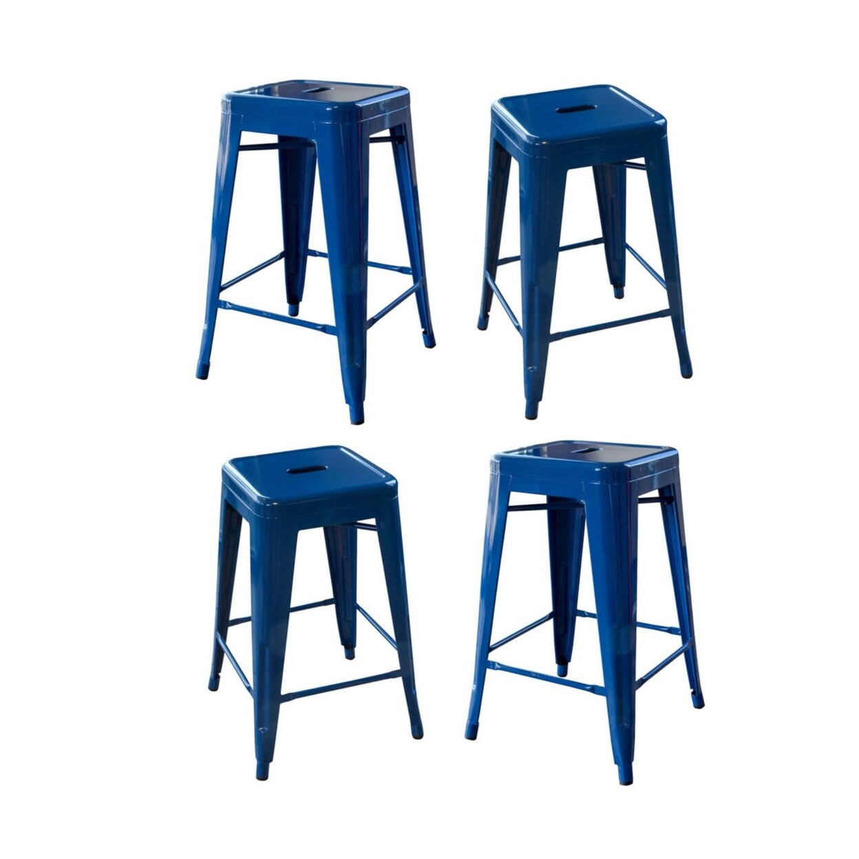 AmeriHome Loft Blue 24&#x22; Metal Bar Stool, 4- Piece