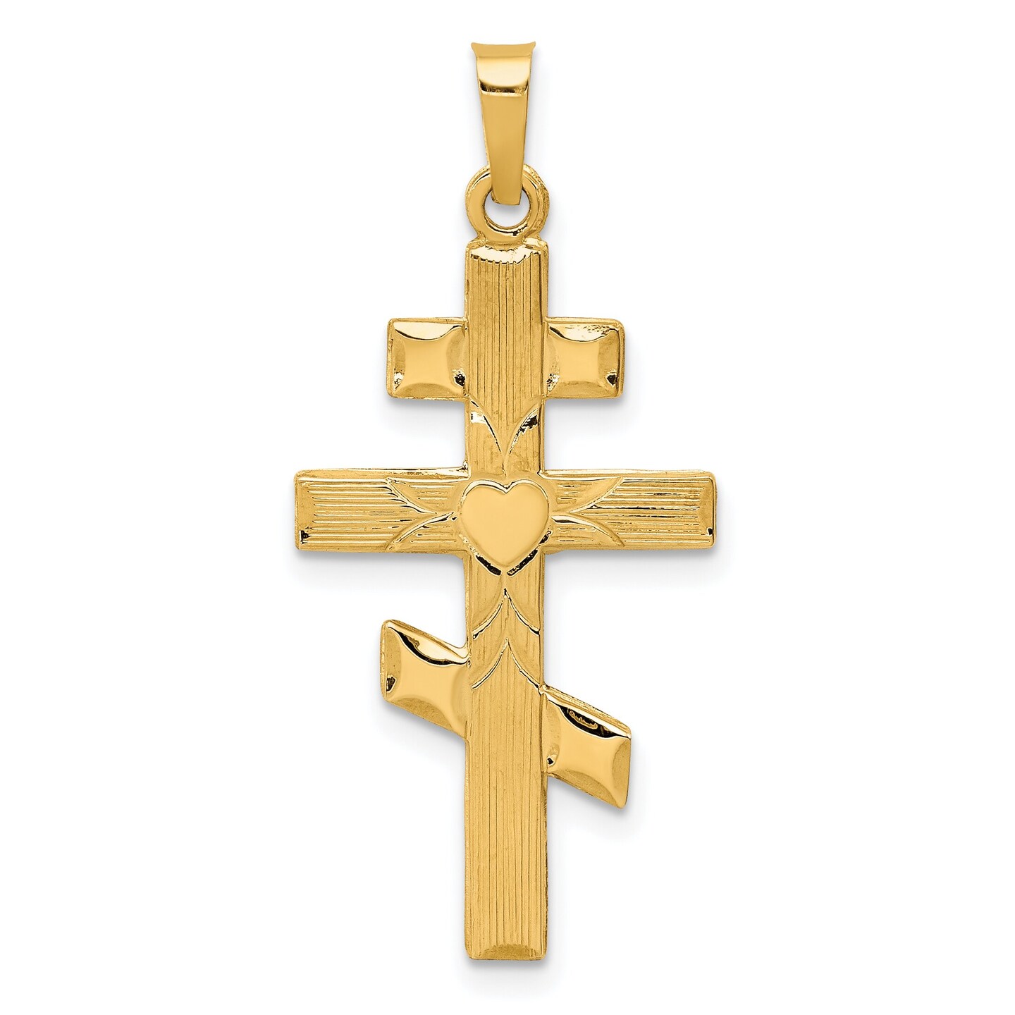 14K Gold Eastern Orthodox Cross Charm Pendant Jewelry 34mm x 16mm