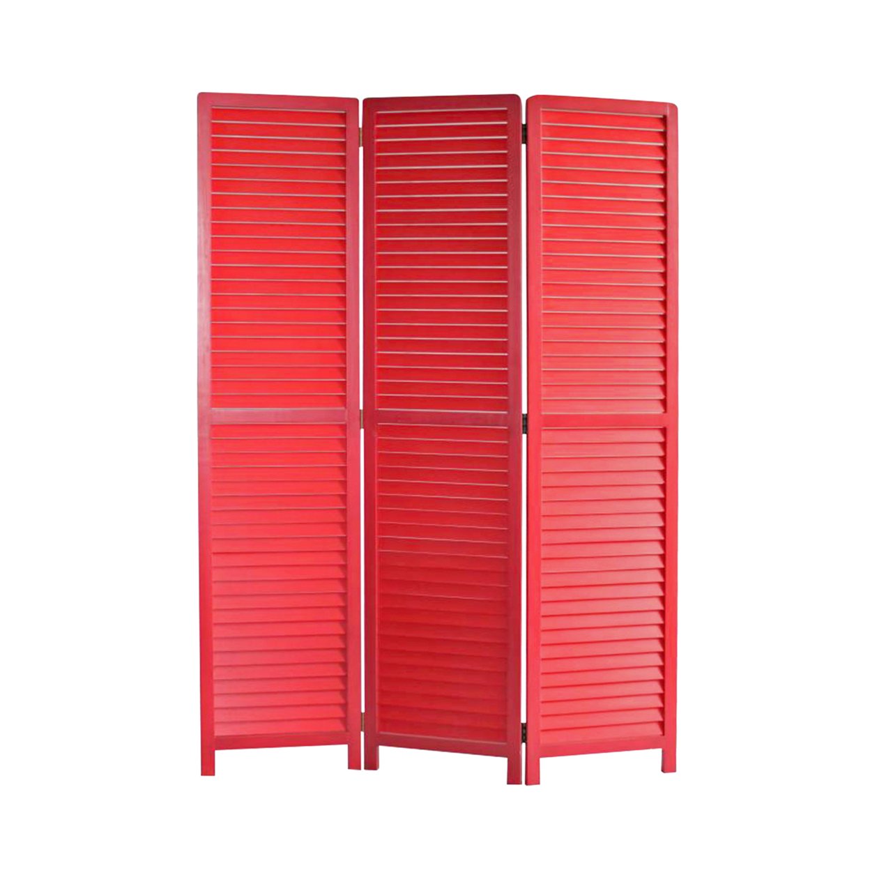 Screen Gems Traditional Decorative Louvertie Screen Room Divider - Red