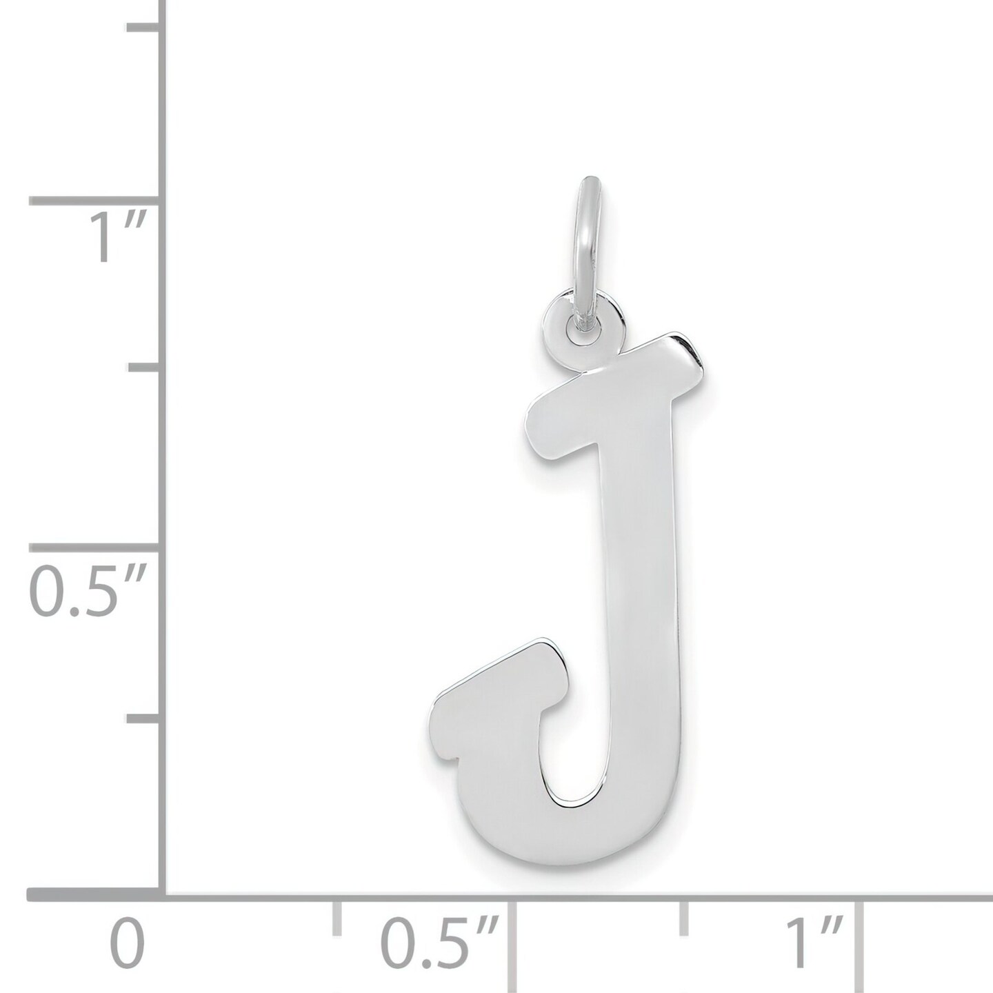 14K White Gold Small Script Initial Letter J Charm Jewerly 17mm x 8mm