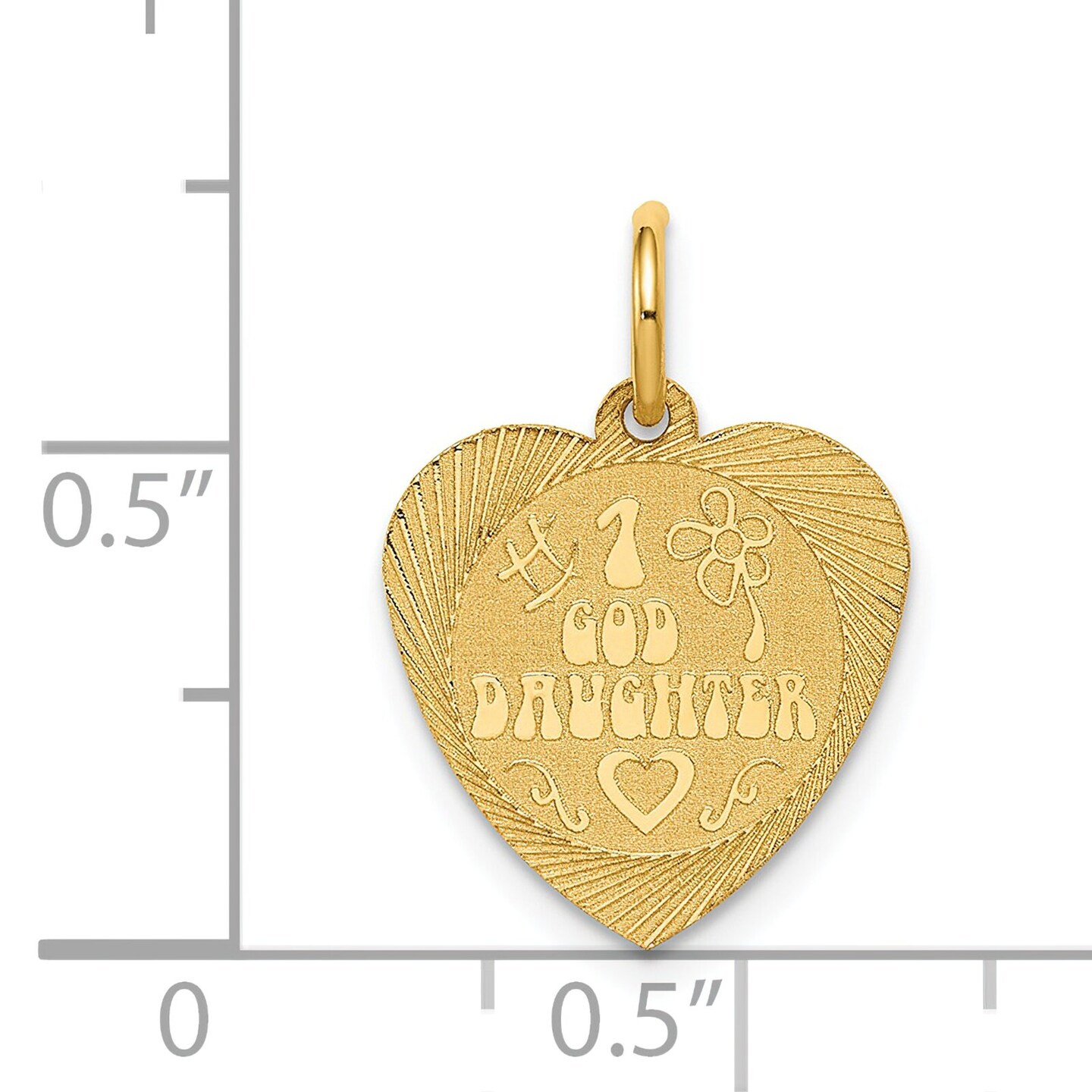 14K Yellow Gold #1 Goddaughter Heart Charm Jewelry