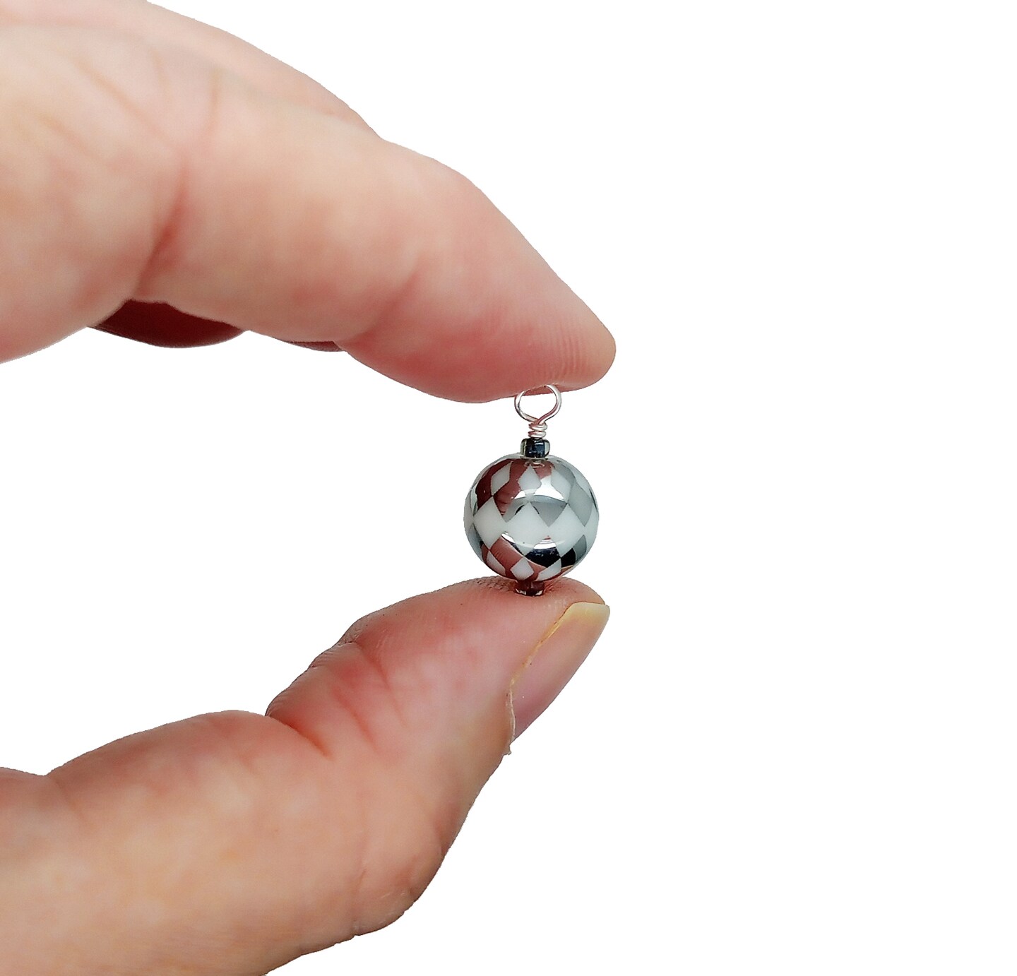 Miniature Christmas Ornaments, 8 pieces with Hooks, Silver Patterned Glass Baubles, Adorabilities