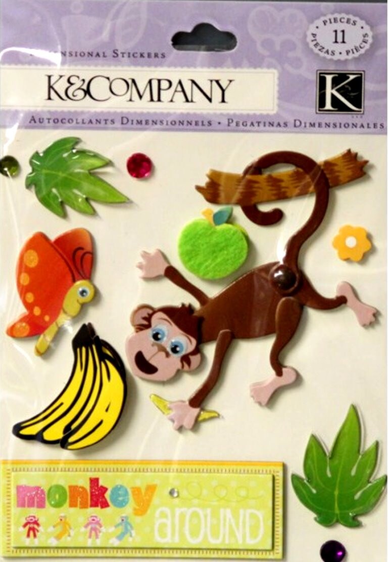 K &#x26; Company Monkey Around Dimensional Stickers