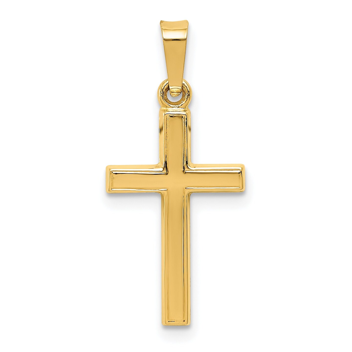 14K Yellow Gold Hollow Cross Charm Jewelry FindingKing