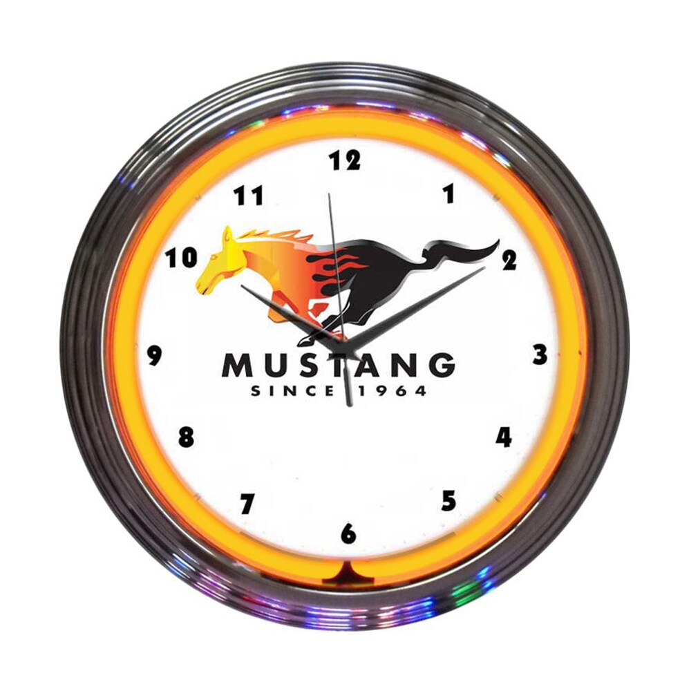 Neonetics   Home Indoor Restaurant Kitchen Decorative Ford Mustang Since 1964 Orange Neon Wall Clock