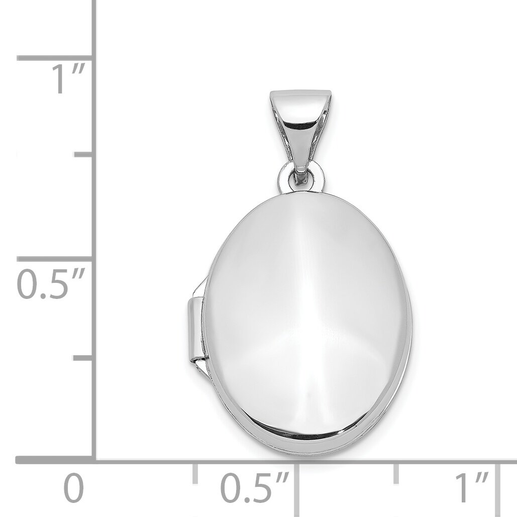 14K White Gold Oval Locket Photo Pendant Jewelry 25mm x 17mm