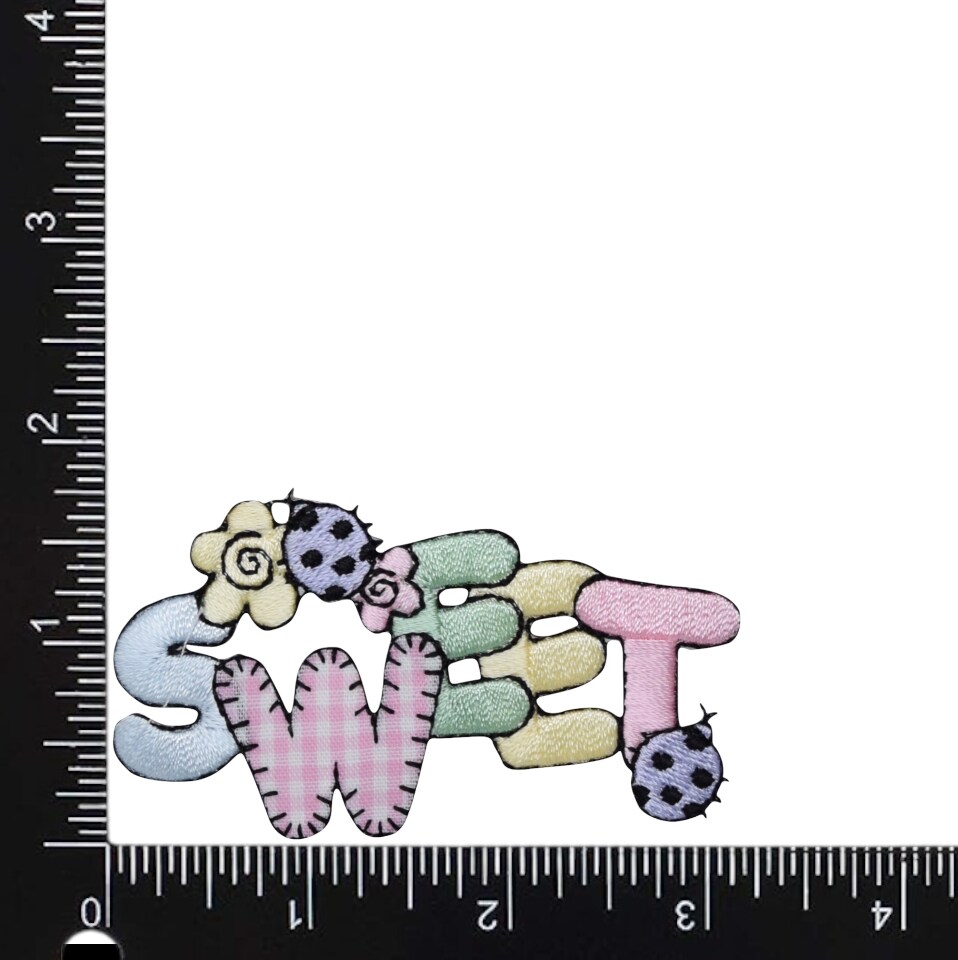 Sweet, Gingham, Pastel, Flowers, Ladybug, Embroidered, Iron on Patch