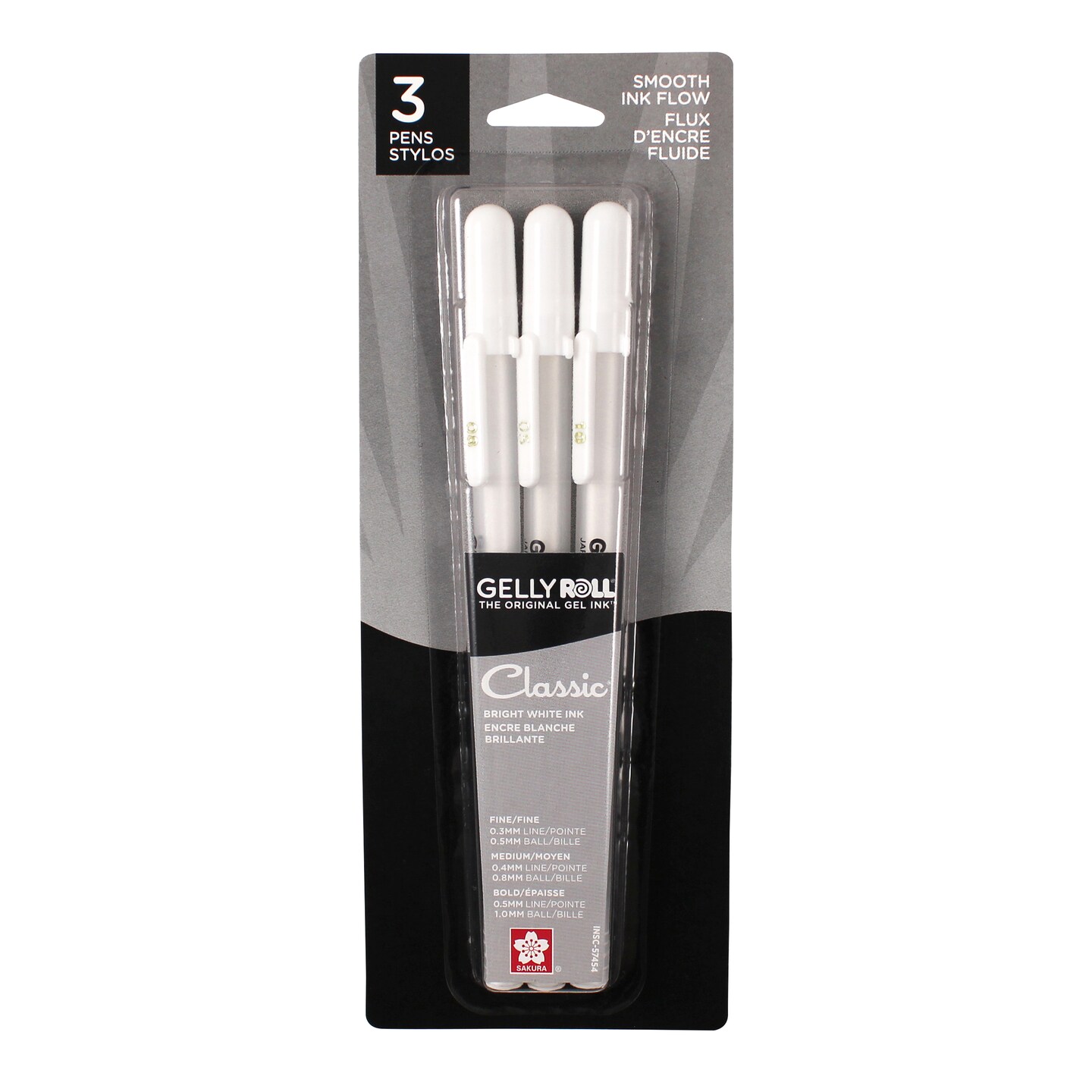 Sakura Gelly Roll Pen Set, 3/Pkg., White, Assorted Points