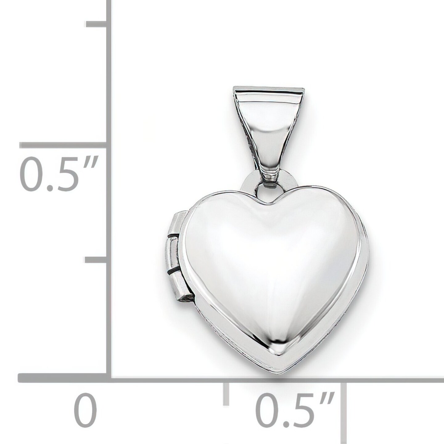 14K White Gold Heart Locket Photo Pendant Jewelry 15.8mm x 10.3mm