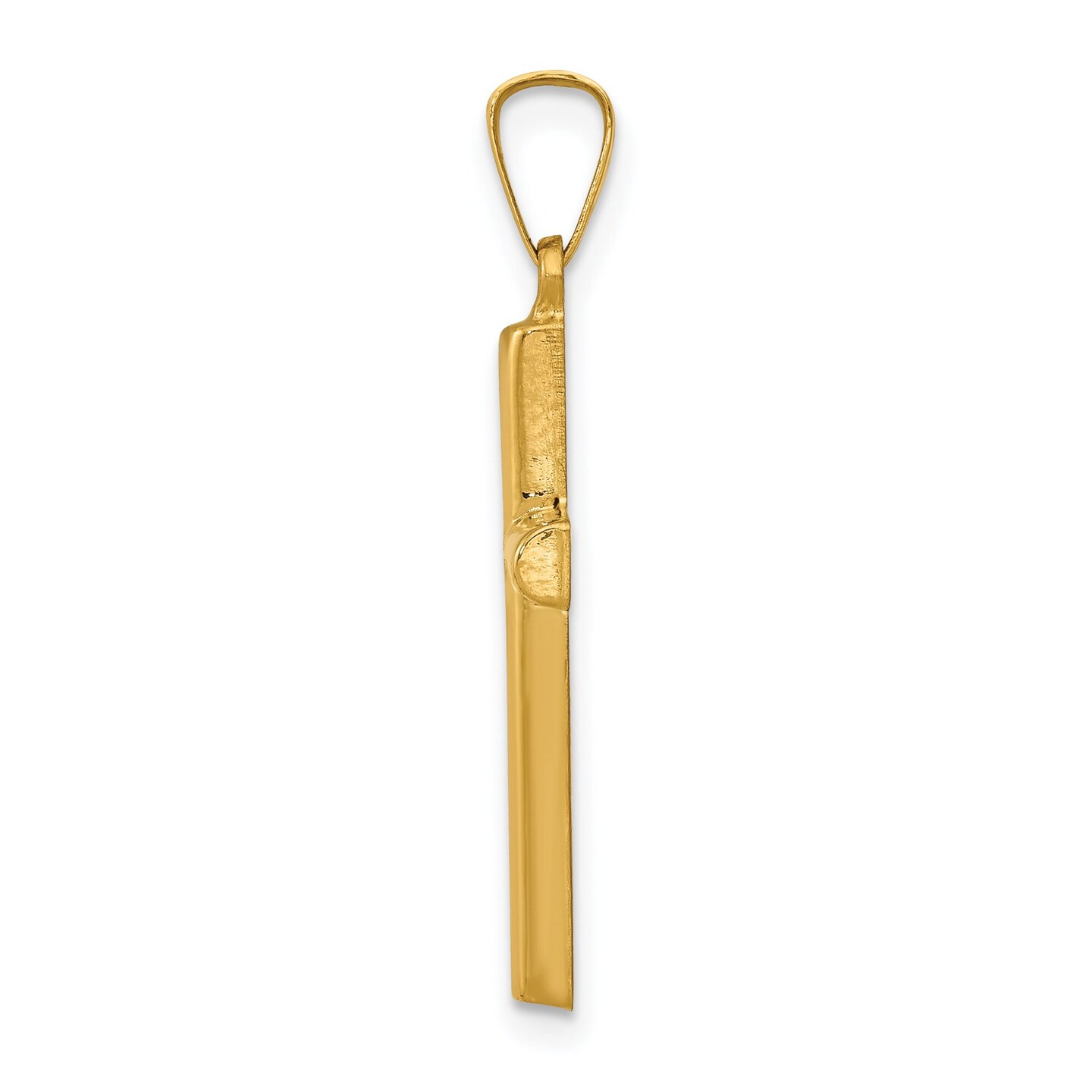 14K Yellow Gold Hollow Cross Pendant Charm Jewelry 25mm x 13mm