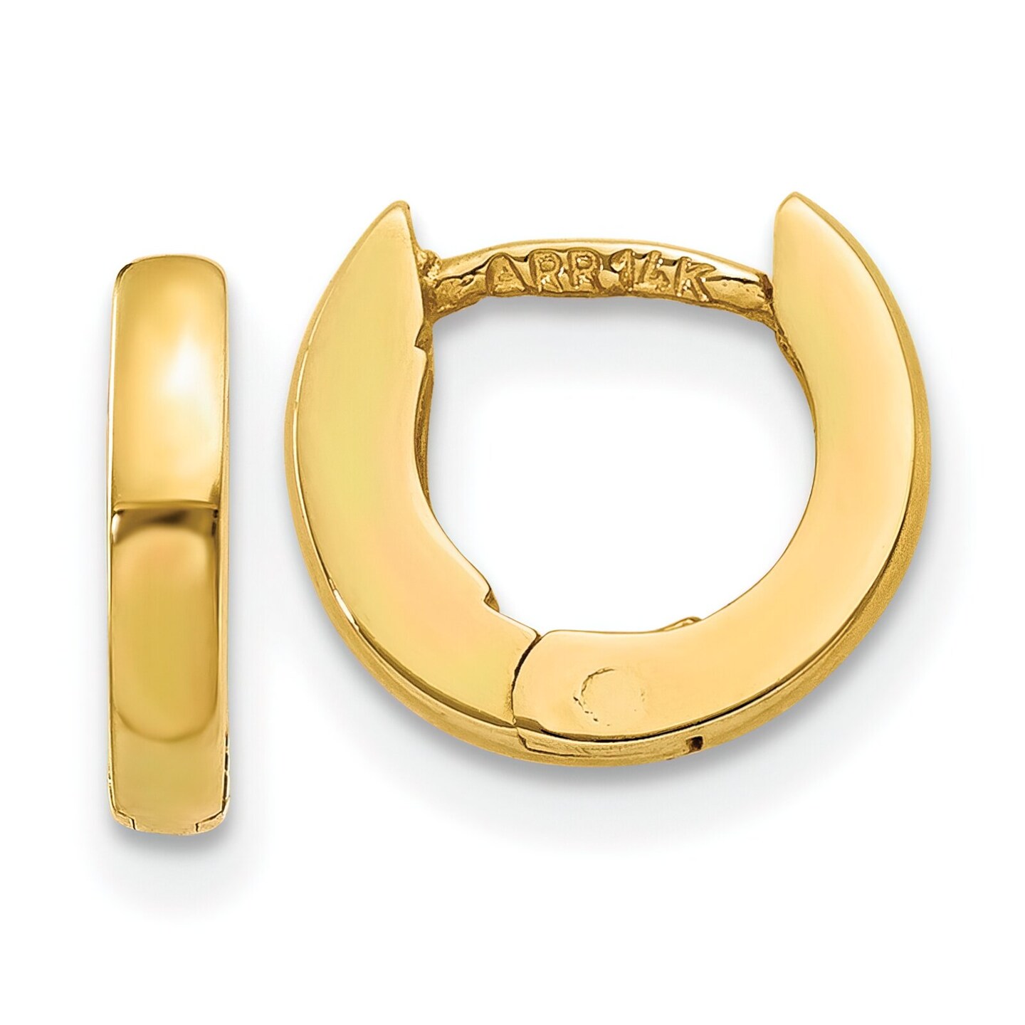 14K Yellow Gold Hinged Hoop Earrings Ear Jewelry 10mm x 10mm