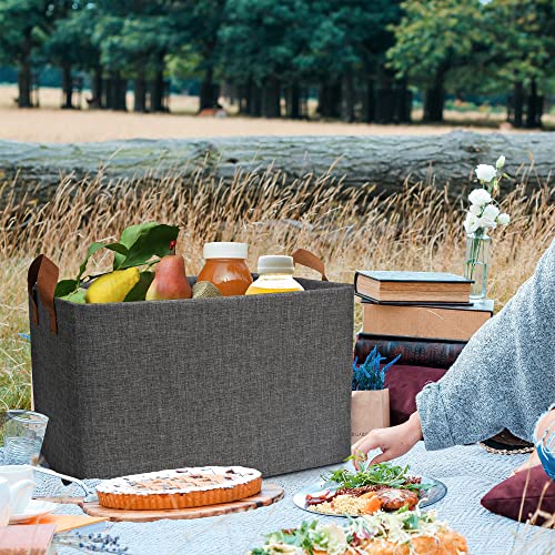 GRANNY SAYS Storage Closet Bins with Metal Frame, Fabric Storage Bins, Extra Large Foldable Storage Boxes, Closet Organizers and Storage Baskets for Closet Living Room Shelves, Dark Gray, 2-Pack