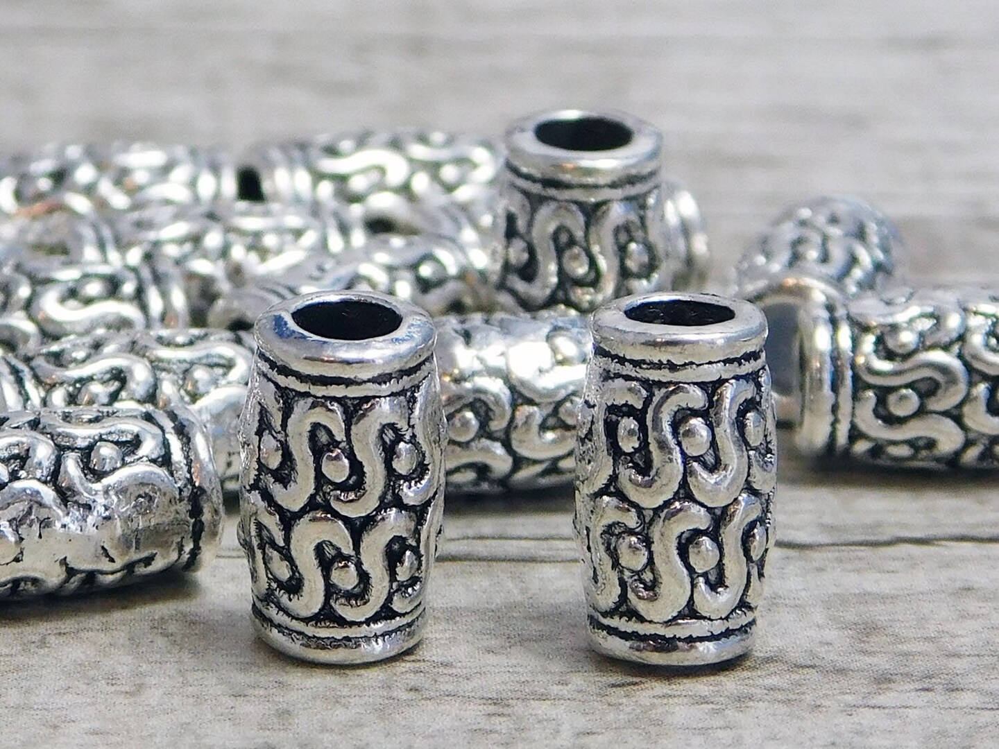 *20* 7x12mm Antique Silver Large Hole Column Beads Michaels