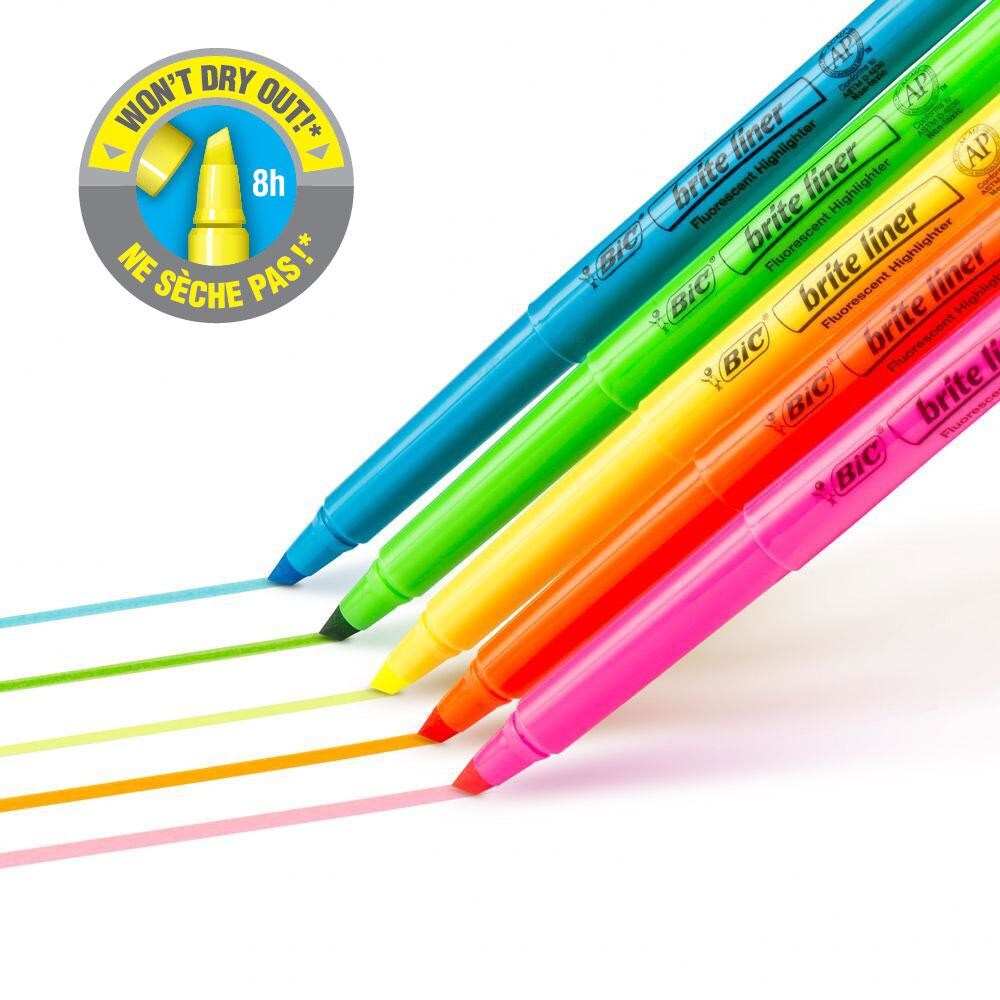 BIC Brite Liner Highlighters, Chisel Tip, 12-Count Pack of Blue Highlighters, Ideal Highlighter Set for Organizing and Coloring