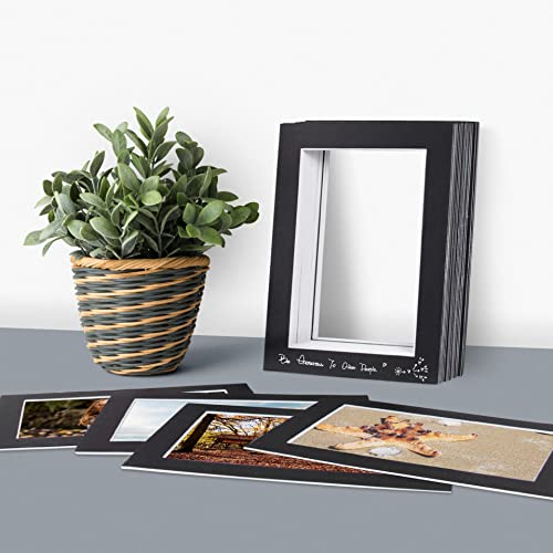 4 Ply Thickness 8x10 Photo Mat with 5x7 Opening, Signature Friendly - Great for Weddings, Baby Showers, Birthdays (Set of 10, Classic Black Color)
