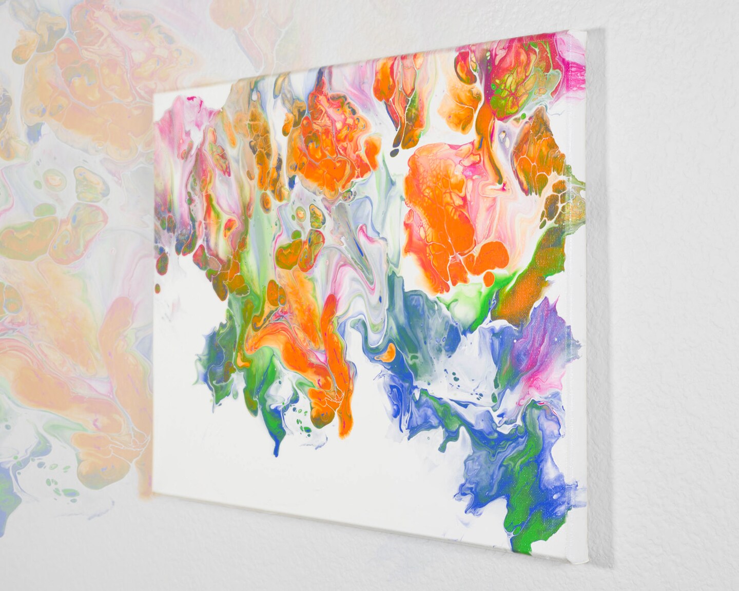 ORIGINAL Fluid Acrylic Pour Painting, Colorful Canvas Wall Art, 12x16