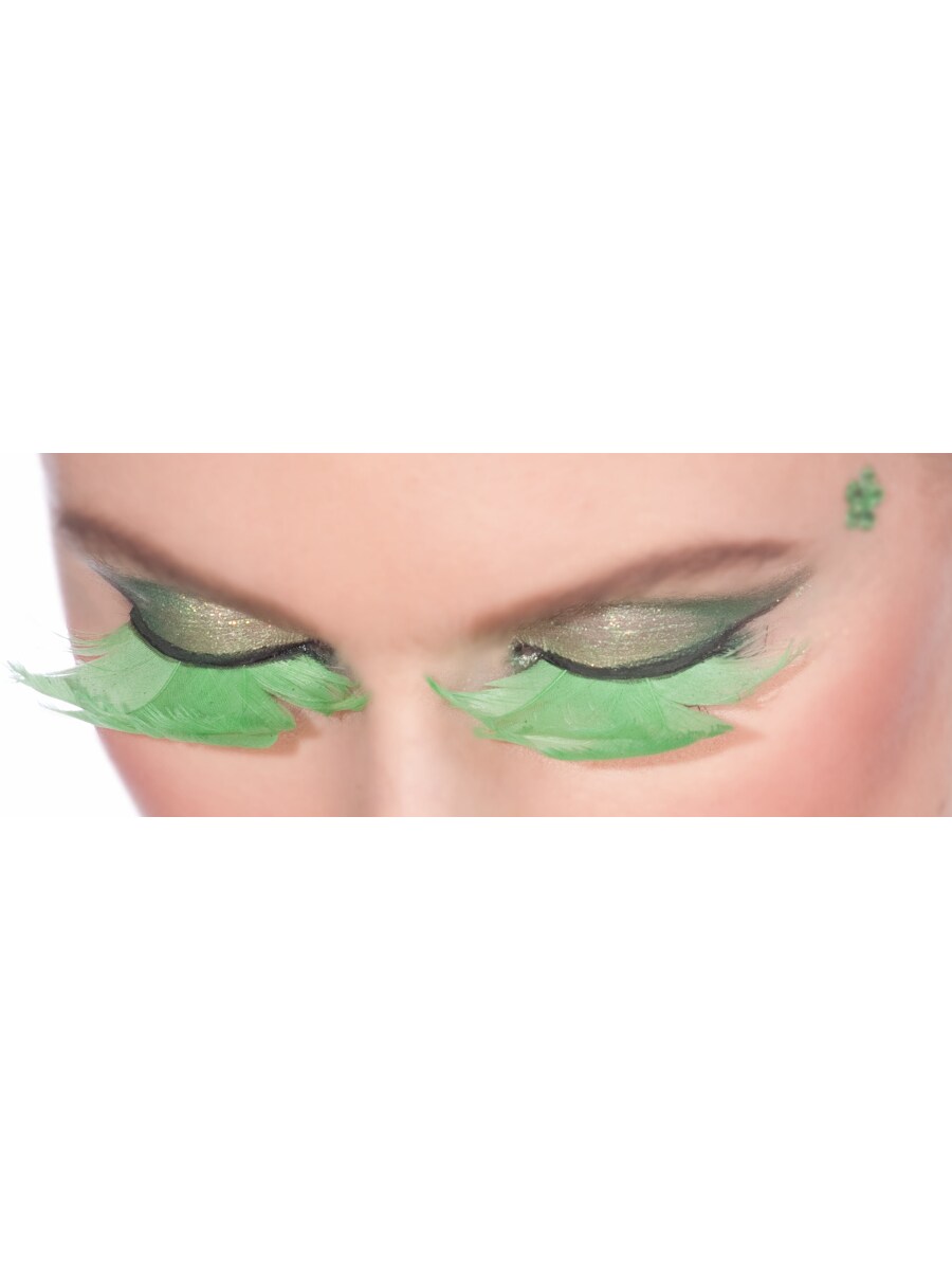 Women&#x27;s  Long Green Feather Fairy False Costume Eyelashes