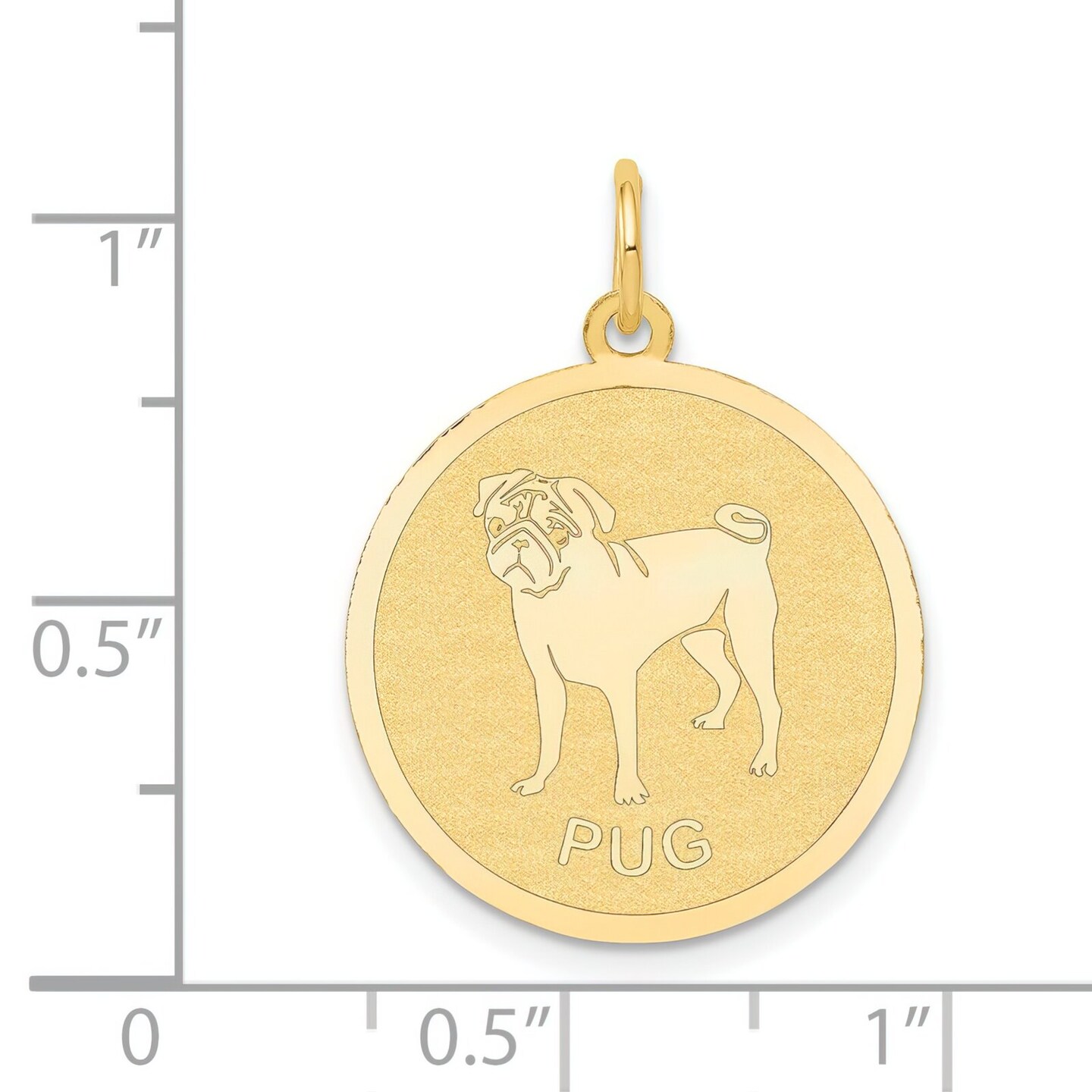 14K Yellow Gold Pug Disc Charm Dog Pendant Jewelry 26mm x 20mm