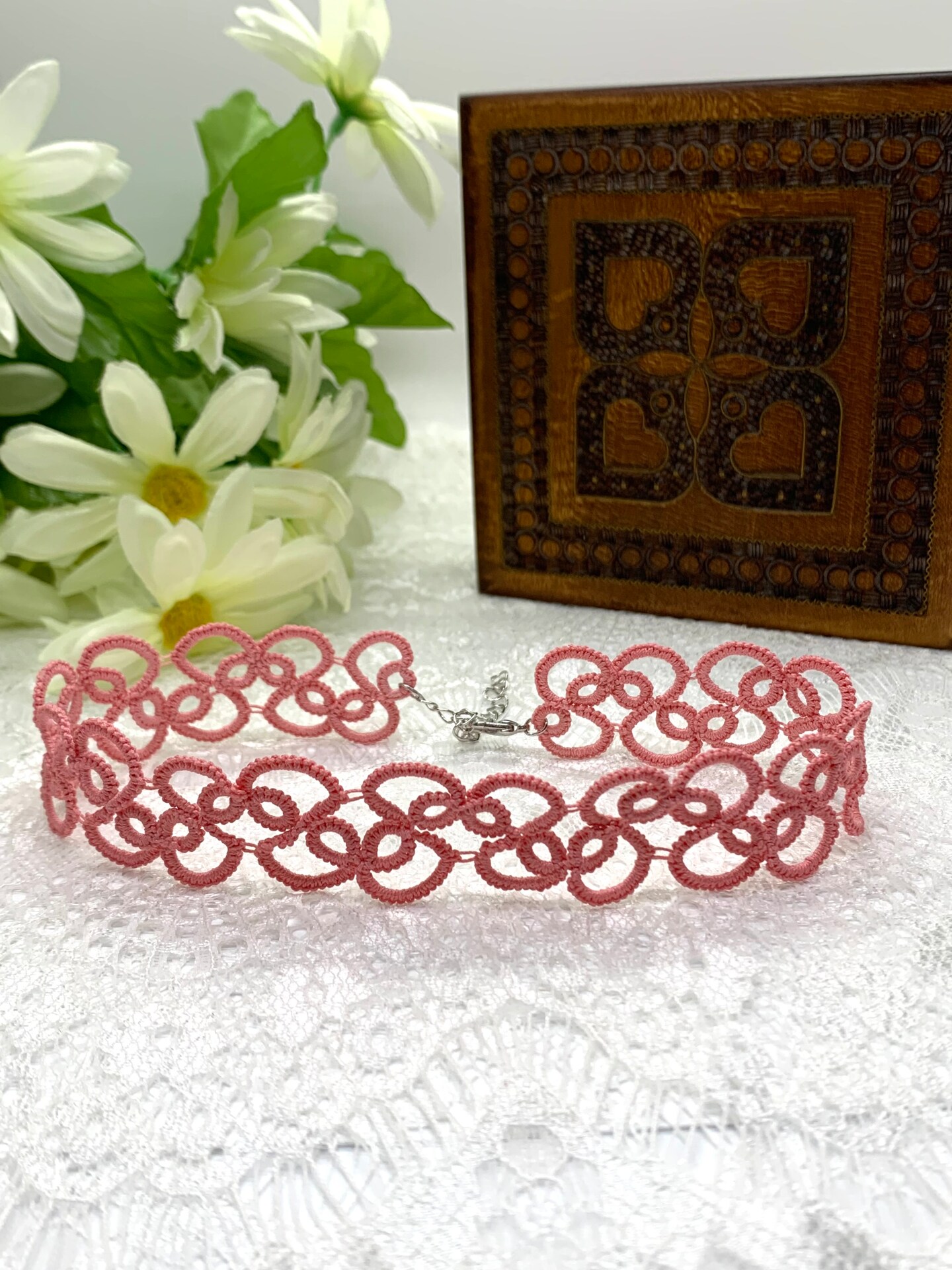Pink Lace Choker Handmade Lace Choker Choker Necklace for Bridesmaids MakerPlace by Michaels