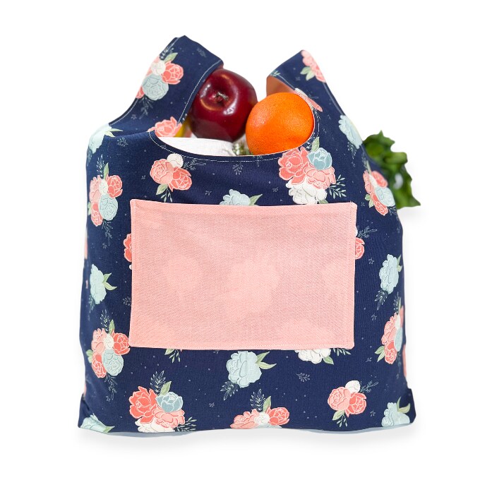 Crosscut Shopping Tote Sewing Kit - Navy Floral - Beginner Sewing Project