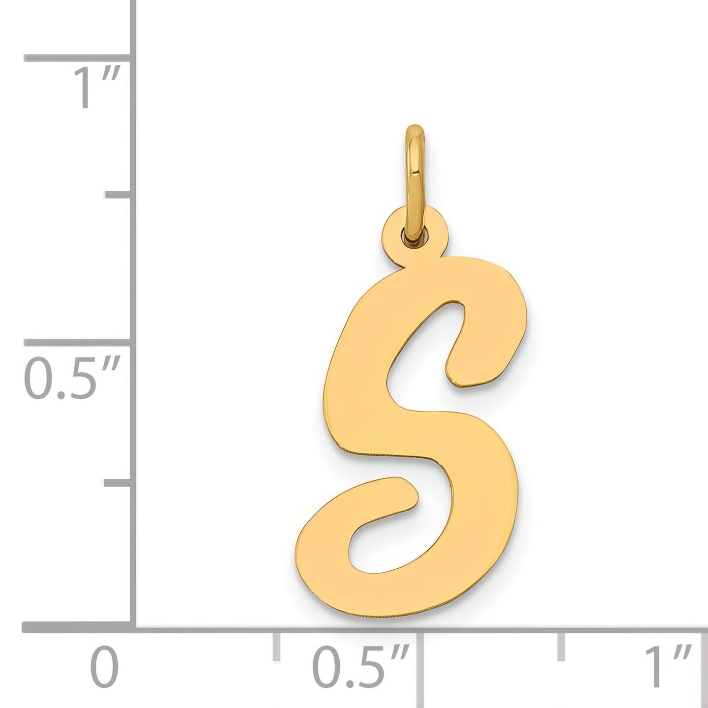 14K Yellow Gold Large Script Initial Letter S Charm Jewerly 22mm x 12mm