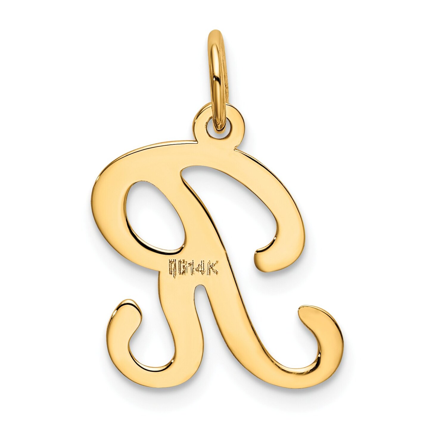 14K Gold Polished Fancy Initial Letter R Charm Pendant Jewerly 20mm x 11mm