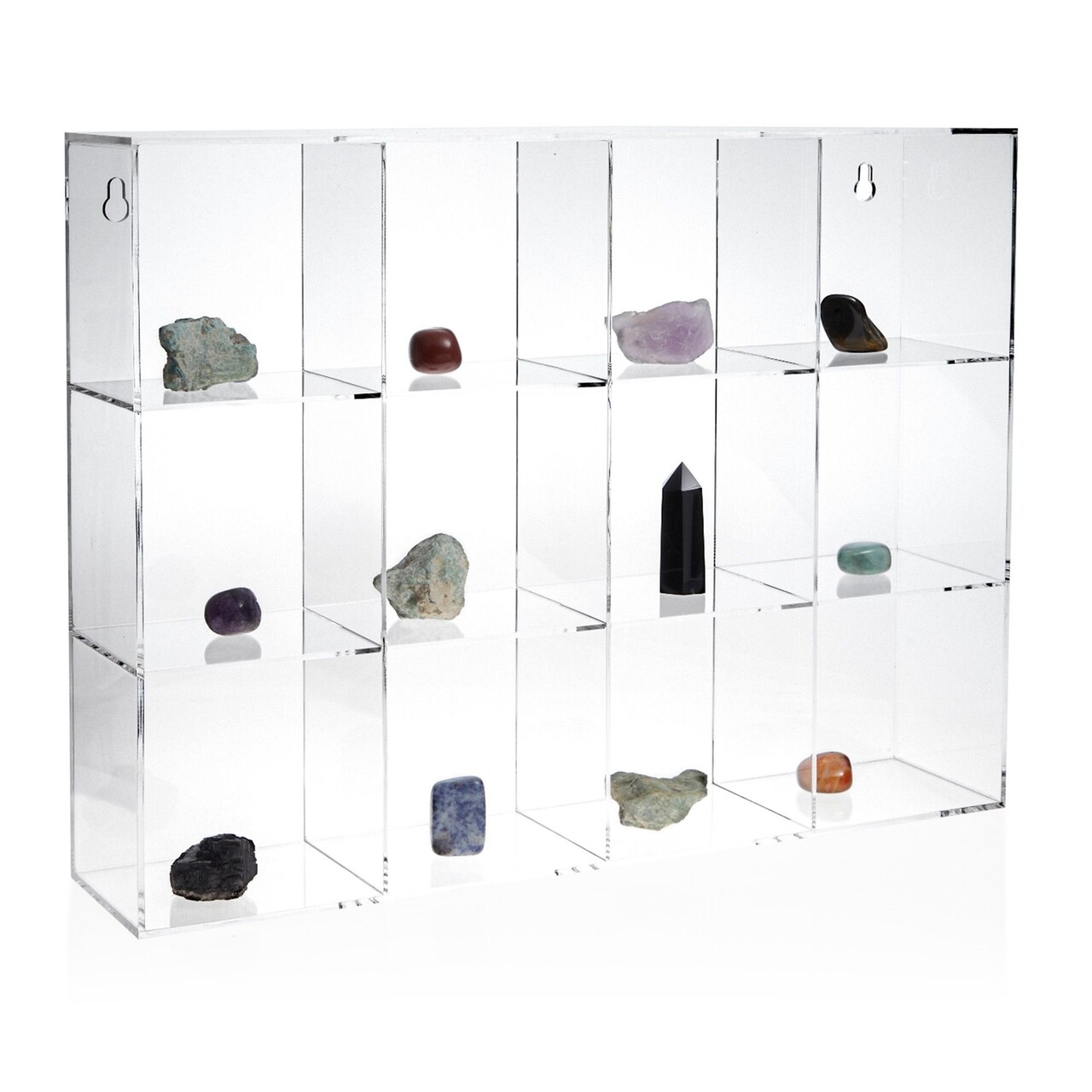 Hanging Clear Acrylic Display Case with Shelves, 12 Compartment ...