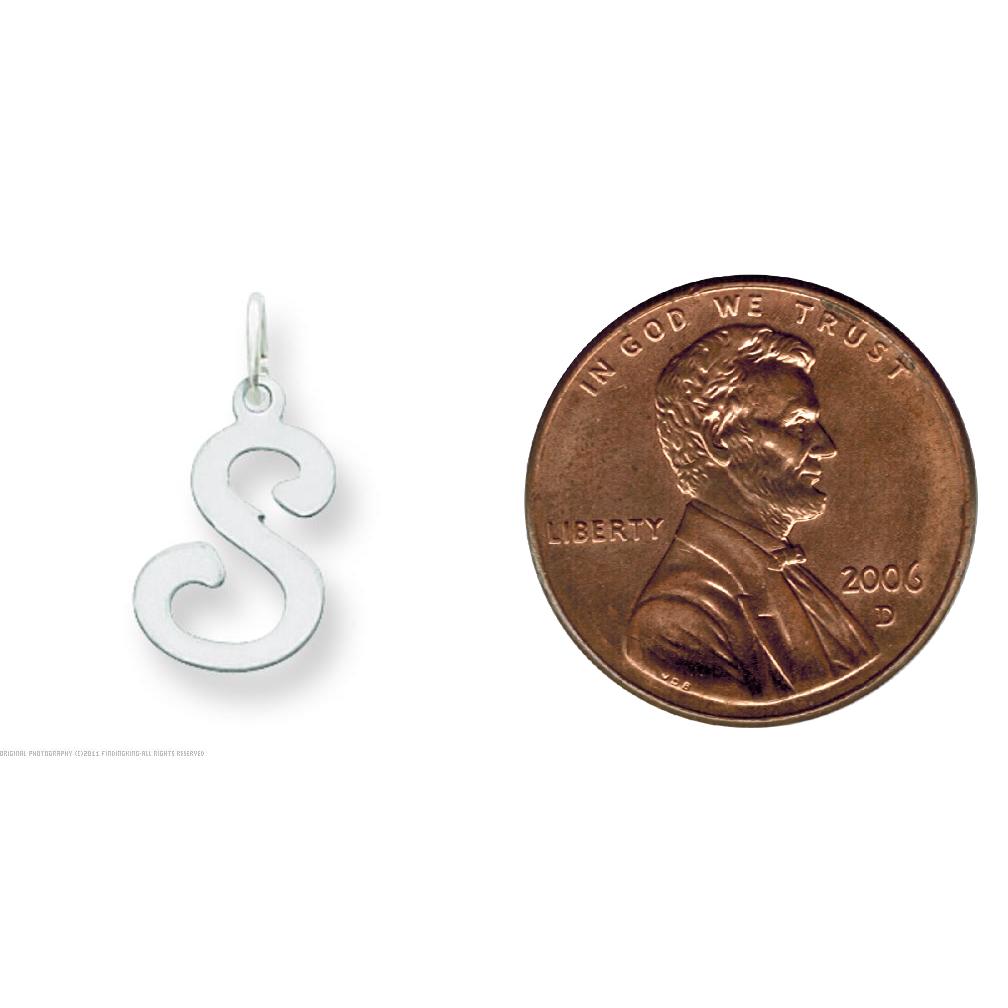 14K White Gold Polished Fancy Initial Letter S Charm Jewerly 20mm x 11mm