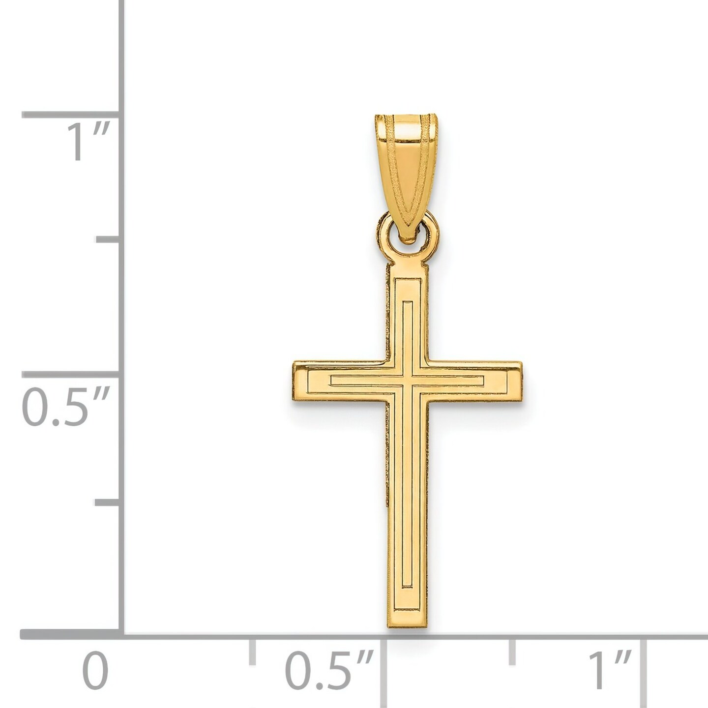 14K Yellow Gold Cross Pendant Charm Religious