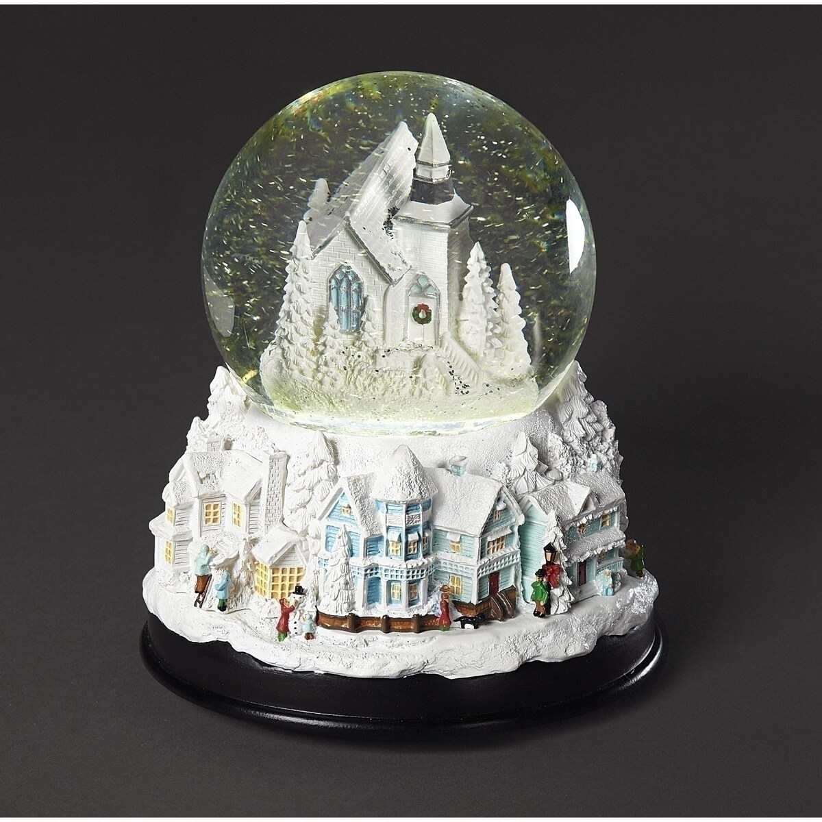 5.5 Inch Tall Musical Boy With Dog Glitterdome O' Christmas Tree Windup 100MM