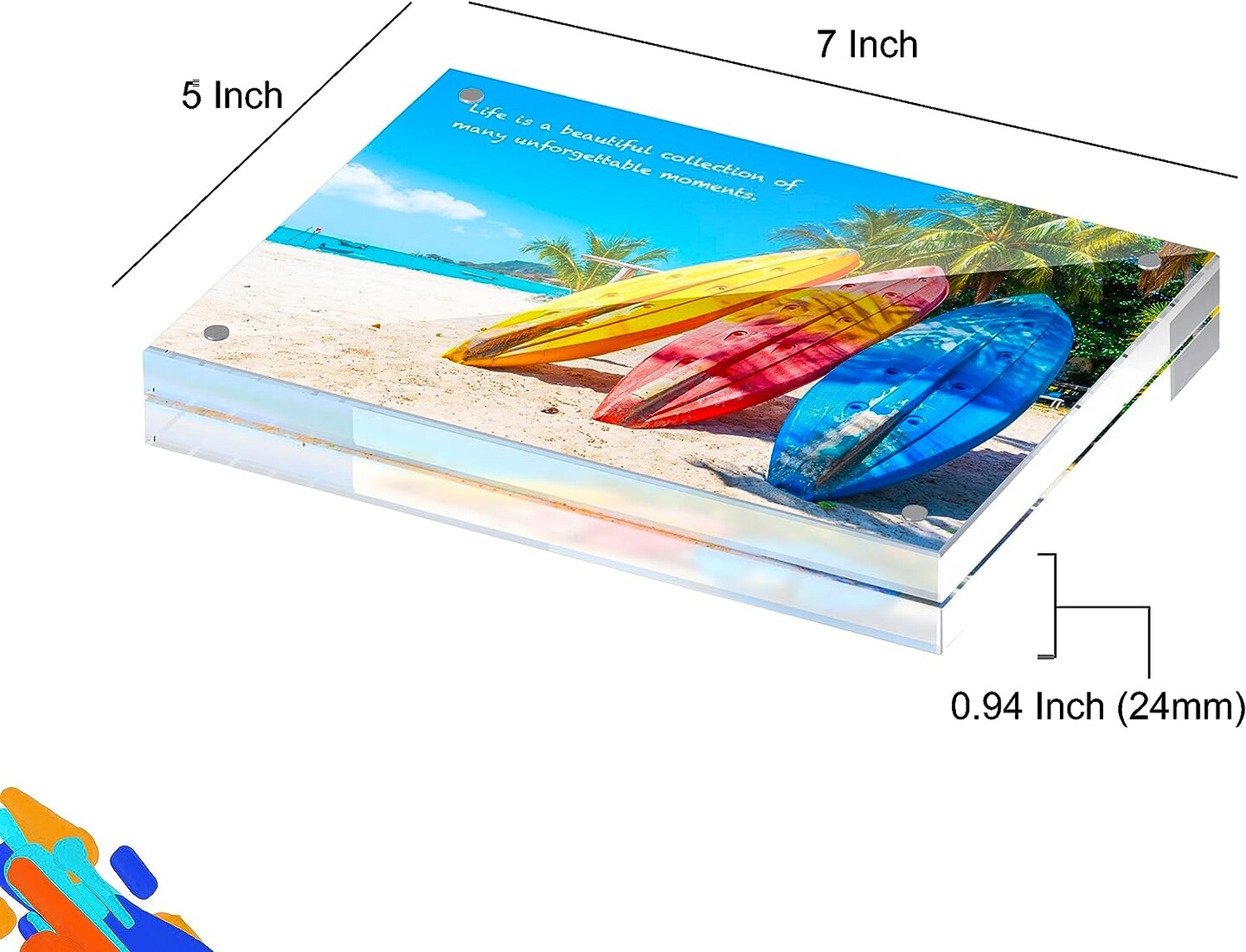 Danoni Picture Frames Acrylic 24mm Thickness Durable Photo Frame Double Sided Clear Display with FREE Microfiber Cloth