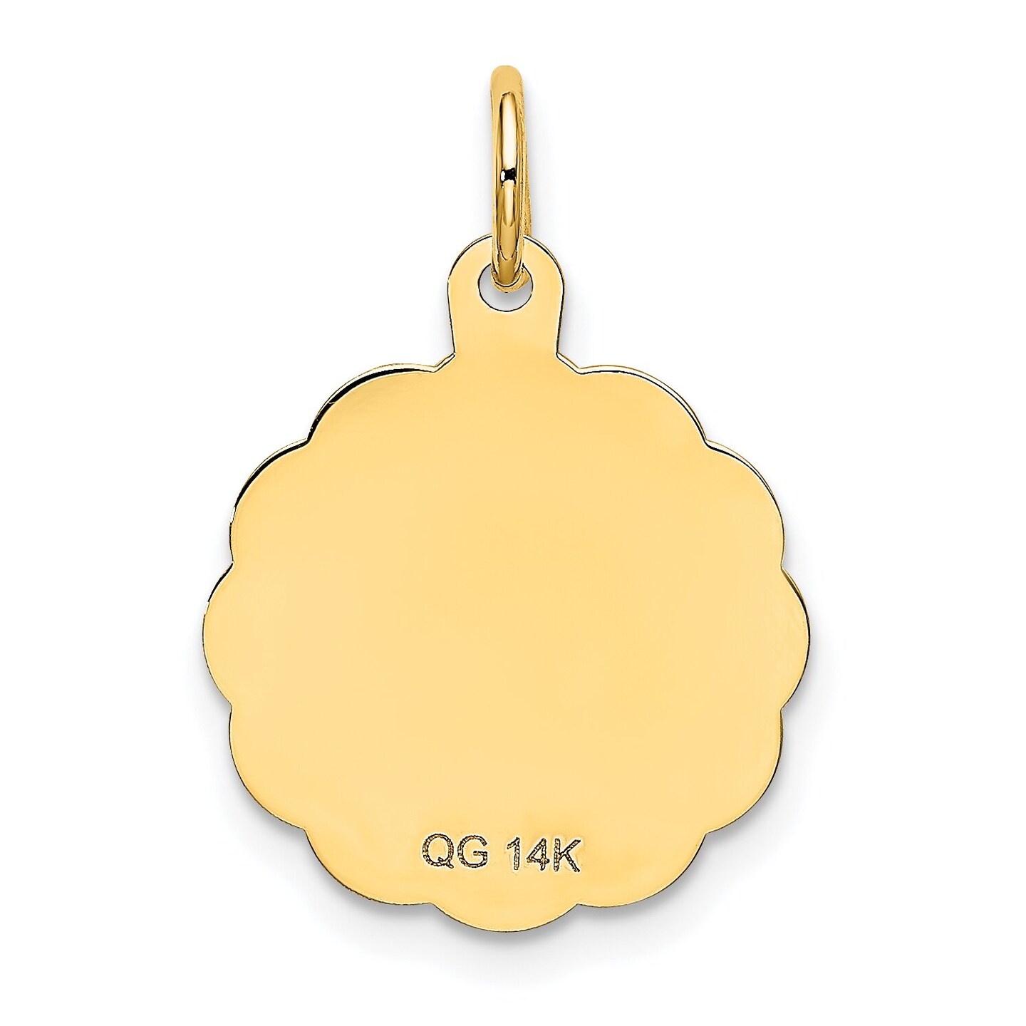 14K Yellow Gold Sweet Sixteen Disc Charm Pendant Jewerly 23mm x 15mm