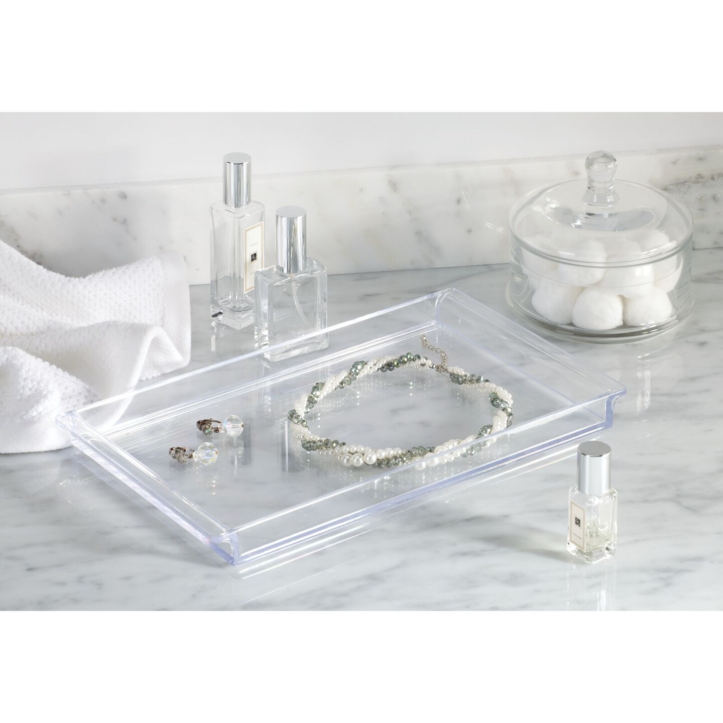 mDesign Plastic Storage Tray for Bathroom Vanity Countertops