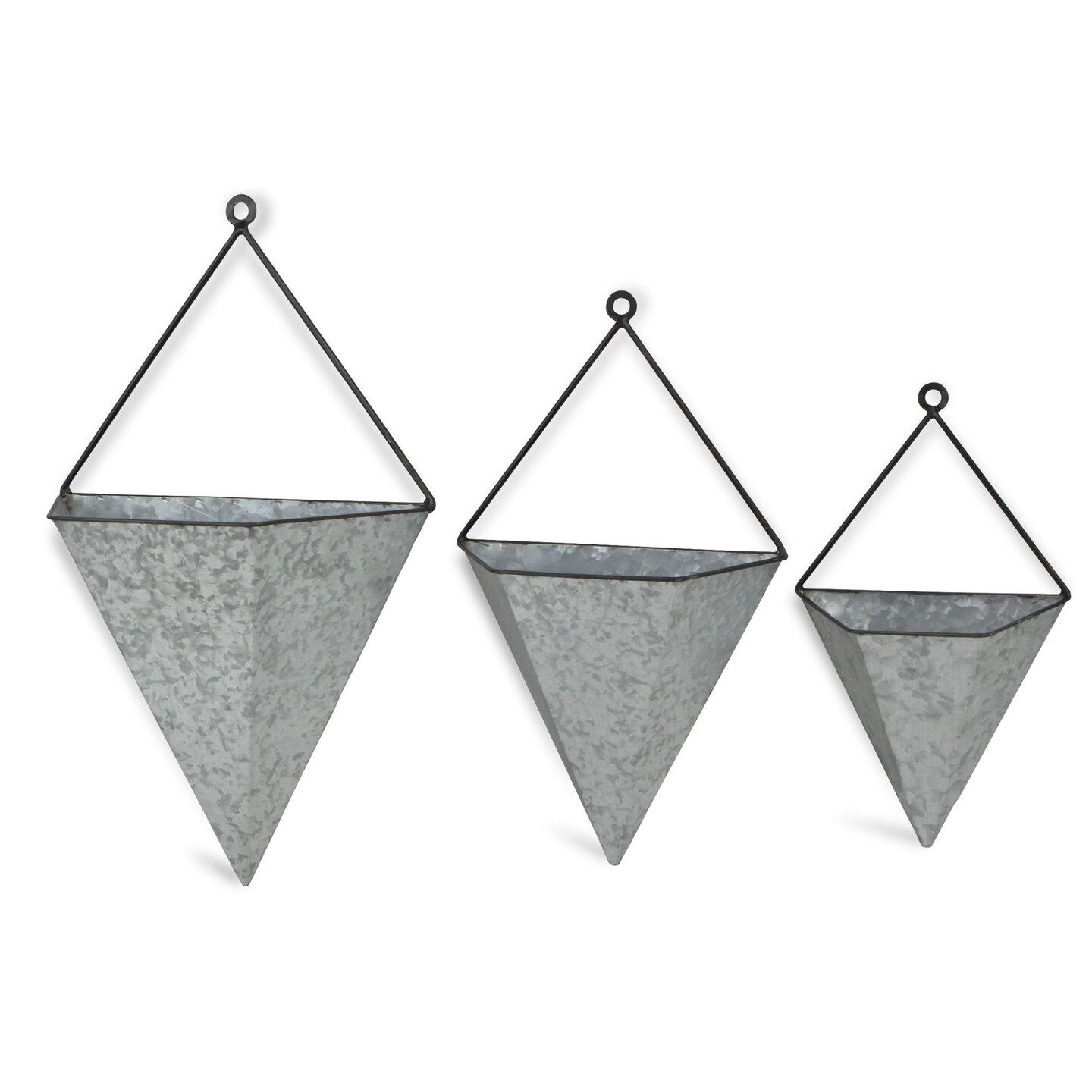 Contemporary Home Living Set of 3 Silver Galvanized Wall Sconces 10&#x22;