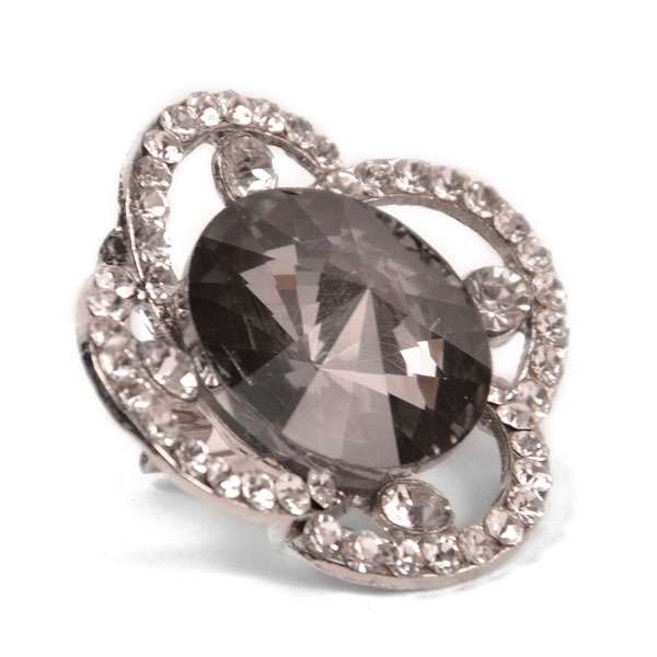 Rhinestone Gem Clover Brooch
