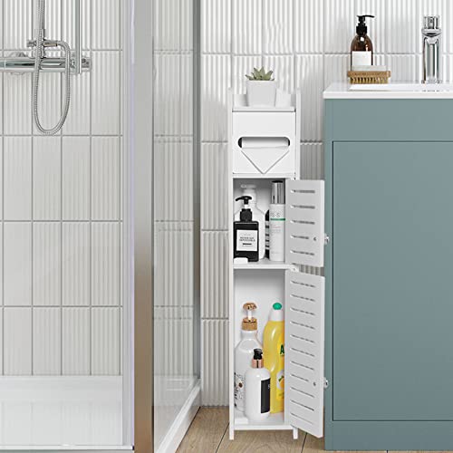 Skinny white bathroom online cabinet