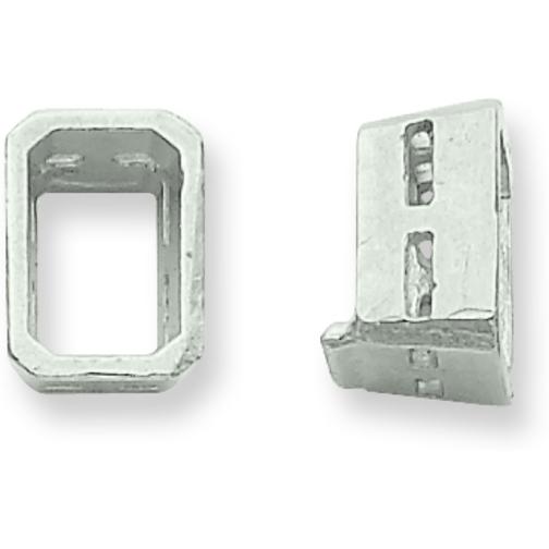 14K White Gold Emerald Cut Airline Bezel Setting 8mm